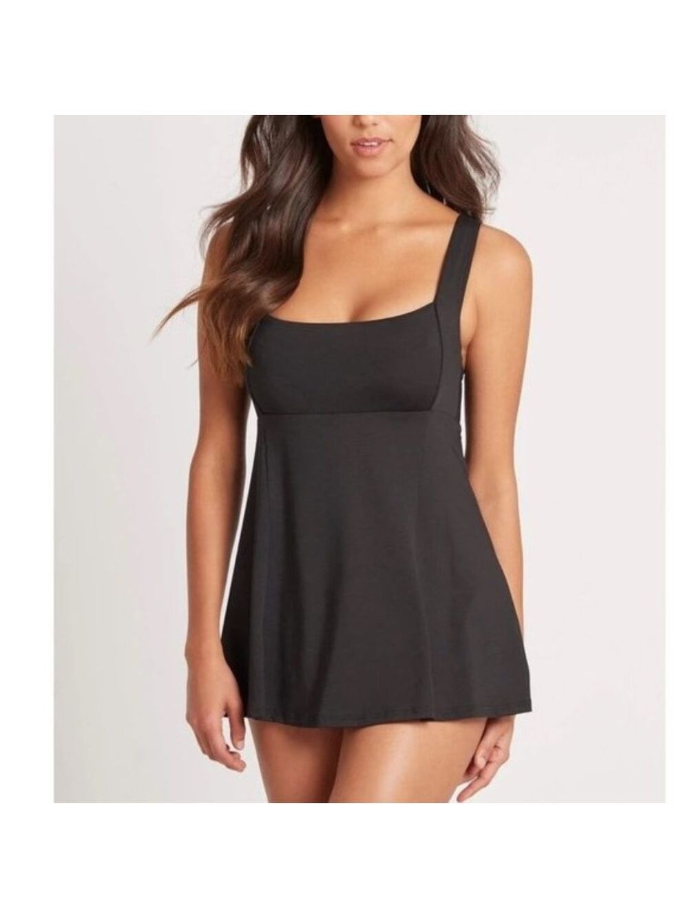 SEA LEVEL Essentials Black Square Neck Swim Dress